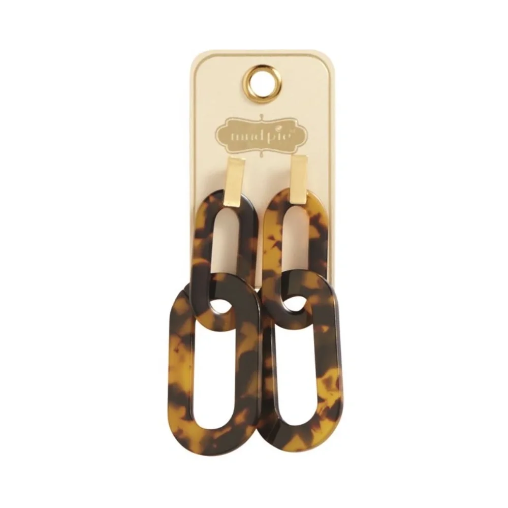 Mud Pie Chain Link Tortoiseshell Earrings